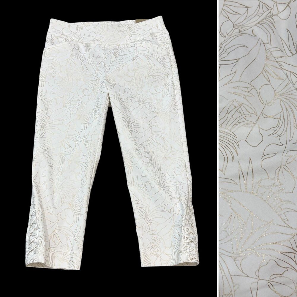 Chico’s Lace Up Hem Josie Capri Malkin Palm Size 0 (US 4) NEW
